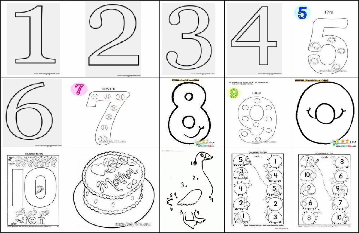 数字涂色_涂色数字1到10_看图涂色数字